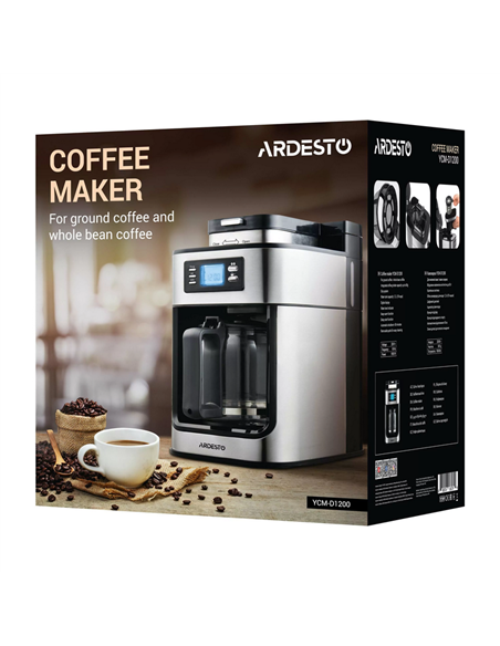 Капельная кофеварка Ardesto YCM-D1200, 1050Вт, Нержавеющая сталь