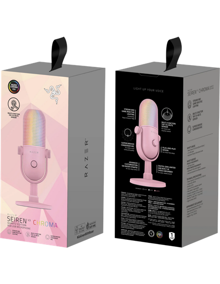 Игровой Микрофон Razer Seiren V3 Chroma, Проводной аналоговый, Quartz