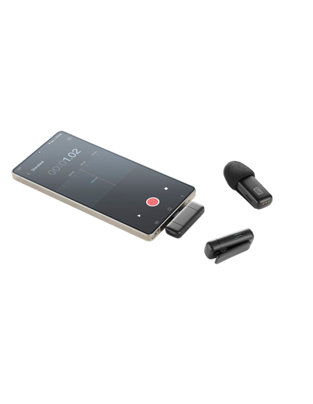 Microfon portabil pentru înregistrare vocală Cellularline Talk Pro, Fără fir/Cu fir, Negru