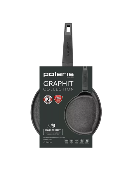 Tigaie pentru clătite Polaris Graphit-24PC, 24cm, Negru