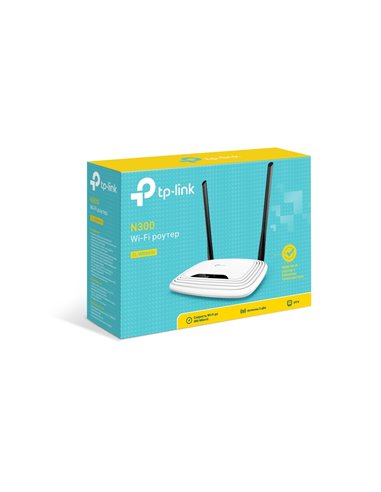 Wireless Router TP-LINK TL-WR841N / N300 / Wi-Fi4 / 1 WAN + 4 LAN / 2 fixed antennas