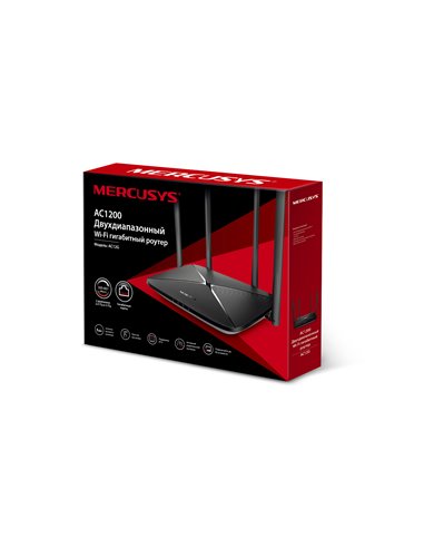 Wi-Fi роутер MERCUSYS AC12G / AC1200 Dual Band / Wi-Fi5 / Gigabit / 1WAN+3LAN / 4 external antennas