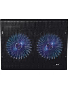 Trust  Azul, Notebook Cooling Pad up to 17.3”, 2x125 mm silent cooling fans illuminated by 4 blue LED lights, Black