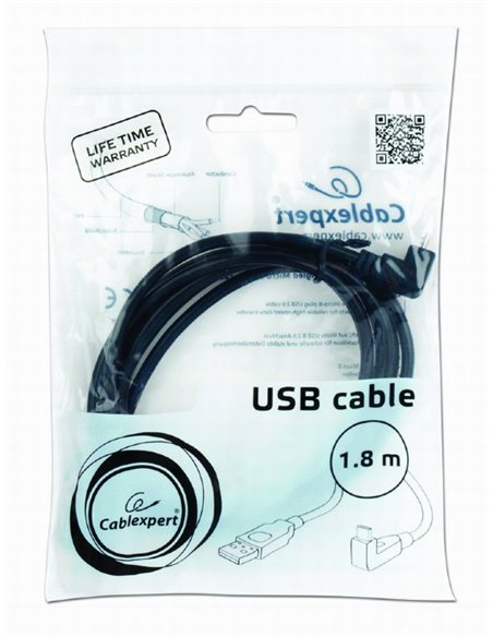 Cable Micro-USB, CCP-mUSB2-AMBM90-6, Angled Male A plug to male Micro-B plug USB 2.0 cable, 1.8 m