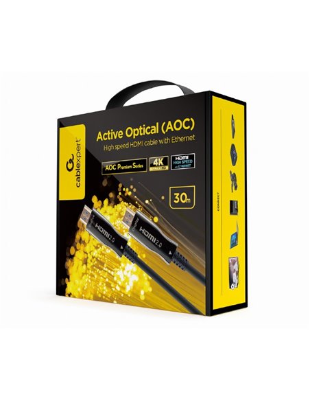 Cablu video Gembird CCBP-HDMI-AOC-30M-02 / Supports 4K UHD resolutions at 60Hz, male-male / 30 m