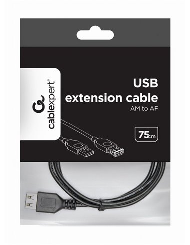 Cablu USB2.0 Cablexpert CC-USB2-AMAF-75CM/300-BK / 0.75 m / Black