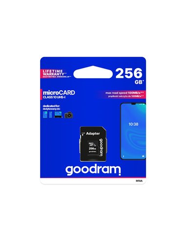 Карта памяти microSD 256GB Goodram M1AA, 90MB/s, + SD adapter
