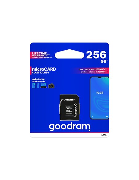 Карта памяти microSD 256GB Goodram M1AA, 90MB/s, + SD adapter