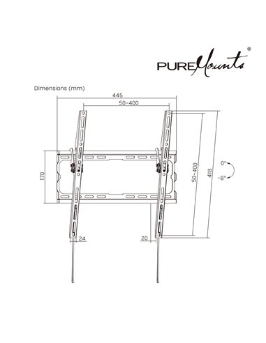 Настенное крепление для телевизора26-70” PureMounts BT410