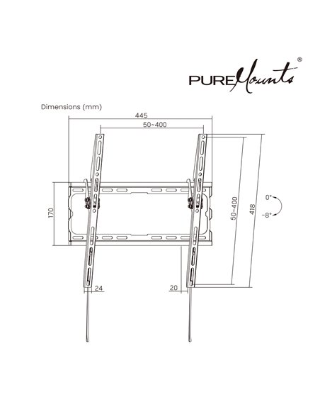 Настенное крепление для телевизора26-70” PureMounts BT410