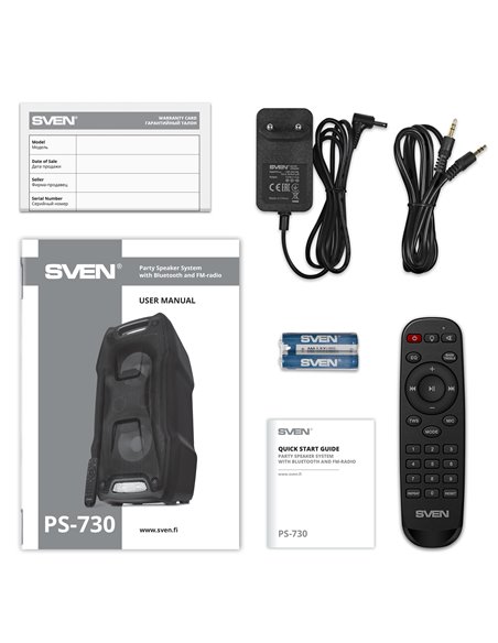 Портативная Колонка SVEN PS-730 Black / 100W / Bluetooth / NFC / FM tuner / USB / microSD