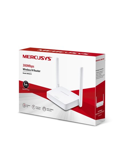 Wi-Fi роутер MERCUSYS MW301R / N300 / Wi-Fi4 / 1WAN+4LAN / 2 external antennas