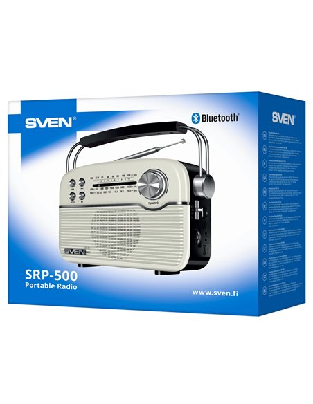 Boxa portabila SVEN SRP-500, White / 3W / Bluetooth / FM/AM/SW Radio / USB / microSD