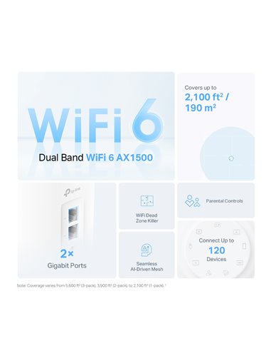 Mesh Wi-Fi 6 System TP-LINK Deco X10(2-pack)/ AX1500 Dual Band /  2 LAN/WAN Gigabit Port