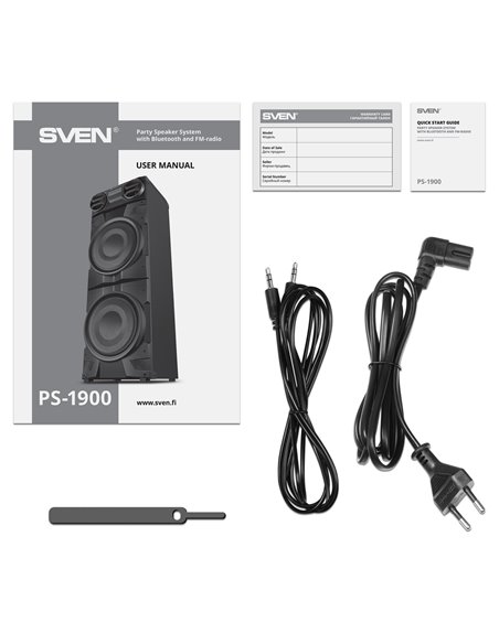Boxa portabila SVEN PS-1900 Black / 1000W / Bluetooth / NFC / FM tuner / USB