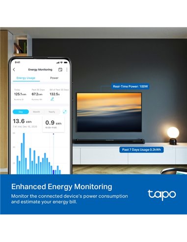 Mini Priza Smart cu monitorizare a energiei Tp-Link Tapo P110M / 16A / 3680W