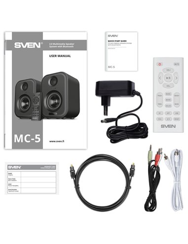 Колонки 2.0 SVEN MC-5 / 50W RMS, Bluetooth / USB / White