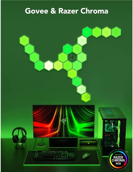 Panouri LED hexagonale GOVEE Glide Hexa Light Panels / 10 Pack / Wi-Fi + BT / Multicolor