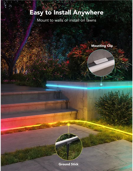 Banda LED de exterior GOVEE RGBIC Outdoor Neon Strip Lights 10M