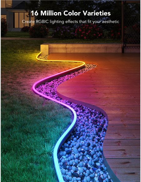 Banda LED de exterior GOVEE RGBIC Outdoor Neon Strip Lights 10M
