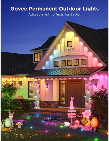 Banda LED de exterior GOVEE RGBIC Smart Outdoor String Lights 15m, 15 Light Bulbs
