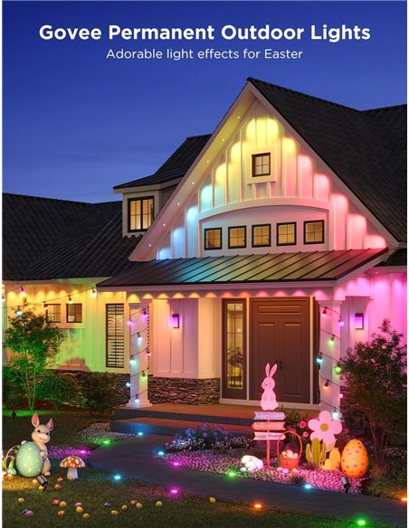 Наружняя светодиодная лента GOVEE RGBIC Smart Outdoor String Lights 15m, 15 Light Bulbs