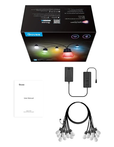 Наружняя светодиодная лента GOVEE RGBIC Smart Outdoor String Lights 15m, 15 Light Bulbs
