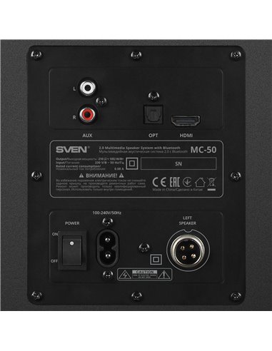 Колонки 2.0 SVEN MC-50/ 210W RMS/ Bluetooth/ HDMI Arc/ optical