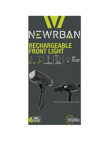 Передний фонарь Newrban NEWMLIGHTUSBK, Перезаряжаемый, Черный