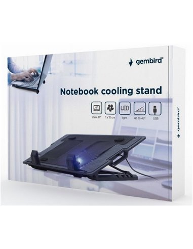 Suport de răcire pentru laptop Gembird NBS-1F17T-01, 17", Negru