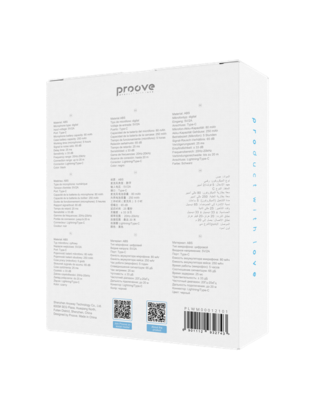Microfon portabil pentru înregistrare vocală Proove Live, Fără fir, Negru