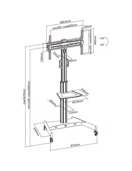 Suport pentru TV pe picior Reflecta TV Stand 65P-Shelf, 23197, Negru