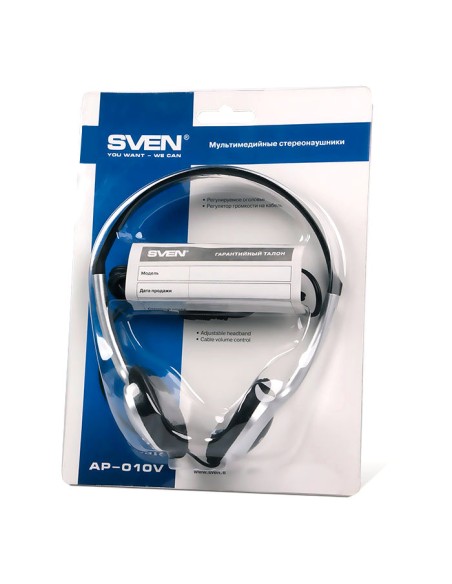 Наушники SVEN AP-010V, Черный/Серебристый