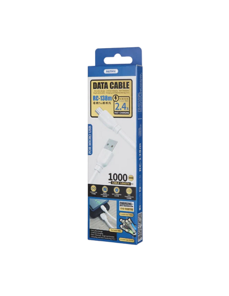 Cable de date Remax RC-138m, USB/micro-USB, 1m, Alb
