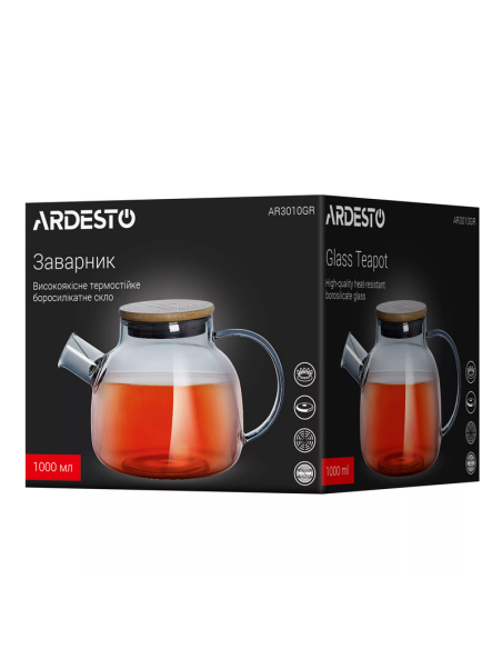 Ceainic cu infuzor Ardesto Graphite AR3010GR, 1L, Gri