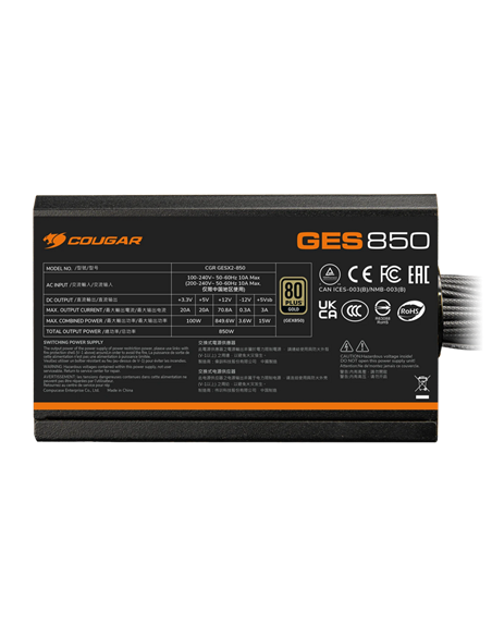 Блок питания для компьютеров Cougar Power GES 850, 850Вт, ATX, Немодульный