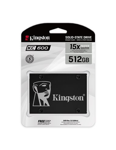 2.5” SSD 512GB  Kingston KC600, SATAIII,SeqReads: 550MB/s, SeqWrites: 520MB/s, Max Random 4k Read: 90000 IOPS/ Write: 80000 I...