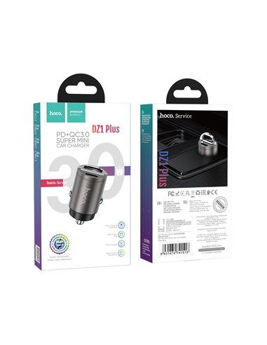 Incarcator auto USB HOCO DZ1 PLUS / 2 x USB charger, Total output: 5V/4.8A / up to PD3.0 / QC3.0 / Super mini car charger / S...
