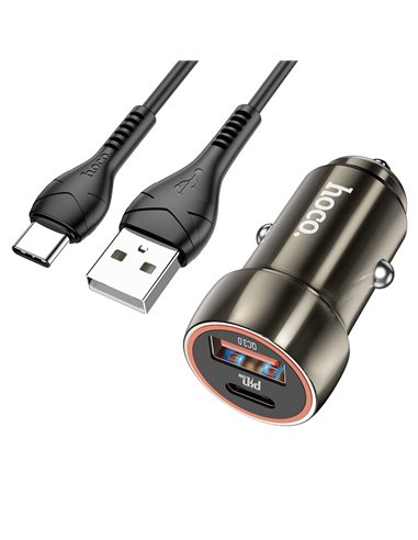 Incarcator auto USB HOCO Z46 Blue shield / 1 x USB / Total output: 38W / up to PD3.0 / QC3.0 / Black