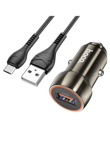 Incarcator auto USB HOCO Z46 Blue shield / 1 x USB / Total output: 38W / up to PD3.0 / QC3.0 / Black