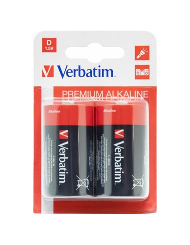 Verbatim Alcaline Battery  D, 2pcs, Blister pack