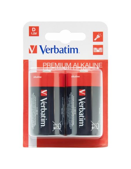 Verbatim Alcaline Battery  D, 2pcs, Blister pack