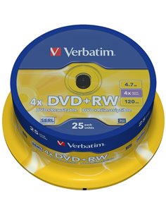 Verbatim DataLifePlus DVD+RW SERL4.7GB 4X MATT SILVER SURFAC - Spindle 25pcs.