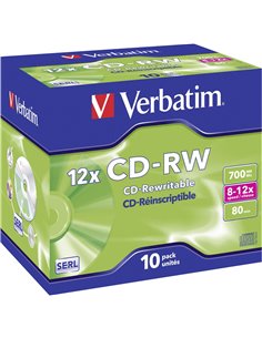 Verbatim DataLifePlus CD-RW SERL 700MB 12X SCRATCH RESISTANT SURFACE  - Jewel Case 10pcs.