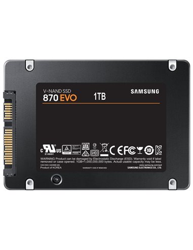 2.5” SSD 1.0TB  Samsung SSD 870 EVO, SATAIII, Sequential Reads: 560 MB/s, Sequential Writes: 530 MB/s, Max Random 4k: Read: 9...