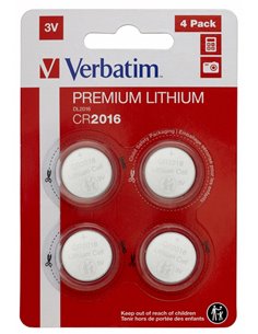 Verbatim Lithium Battery CR2016 3V 4pcs, Blister pack