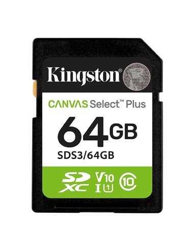 Карта памяти SD  64GB Kingston Canvas Select Plus, 150MB/s