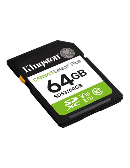 Карта памяти SD  64GB Kingston Canvas Select Plus, 150MB/s