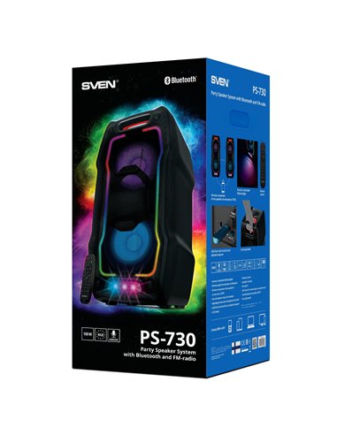 Портативная Колонка SVEN PS-730 Black / 100W / Bluetooth / NFC / FM tuner / USB / microSD
