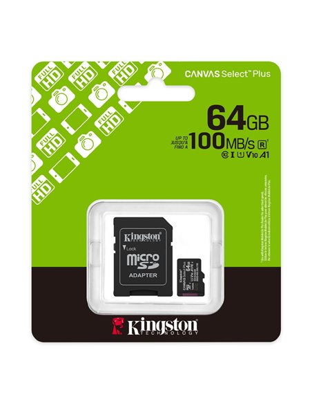 Card de memorie microSD  64GB Kingston Canvas Select Plus, 150MB/s + SD adapter
